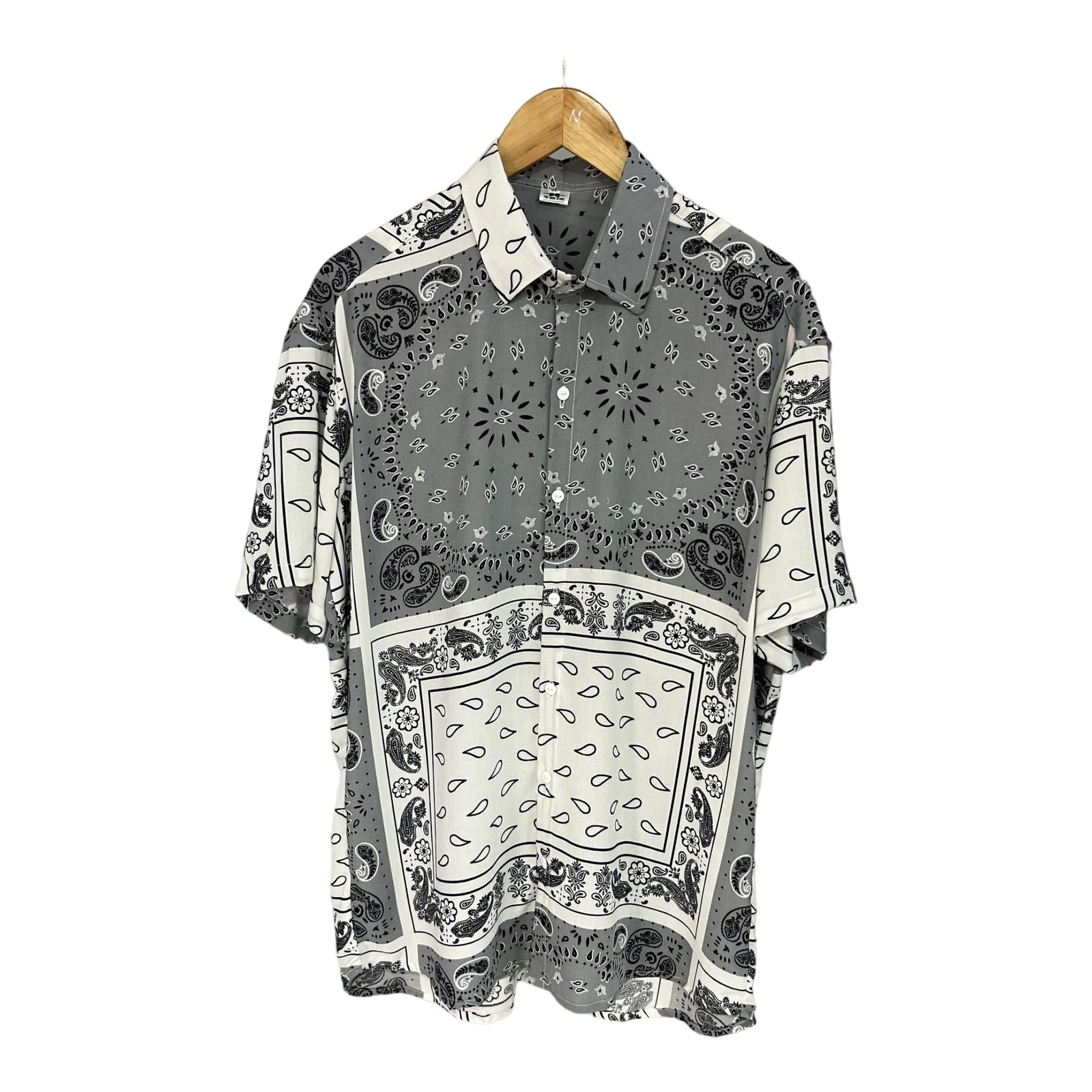 Camisa Bandana Gris Regular Fit Rayon