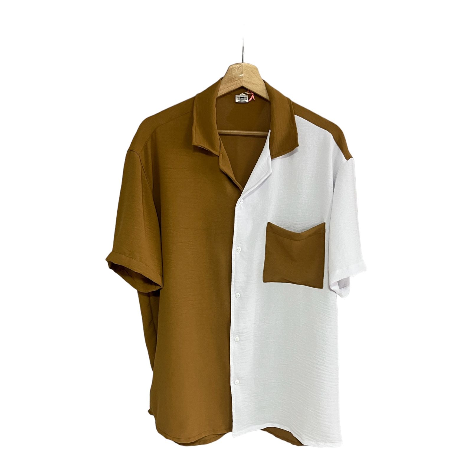 Camisa DobleTono Kaki/Blanco Regular Fit