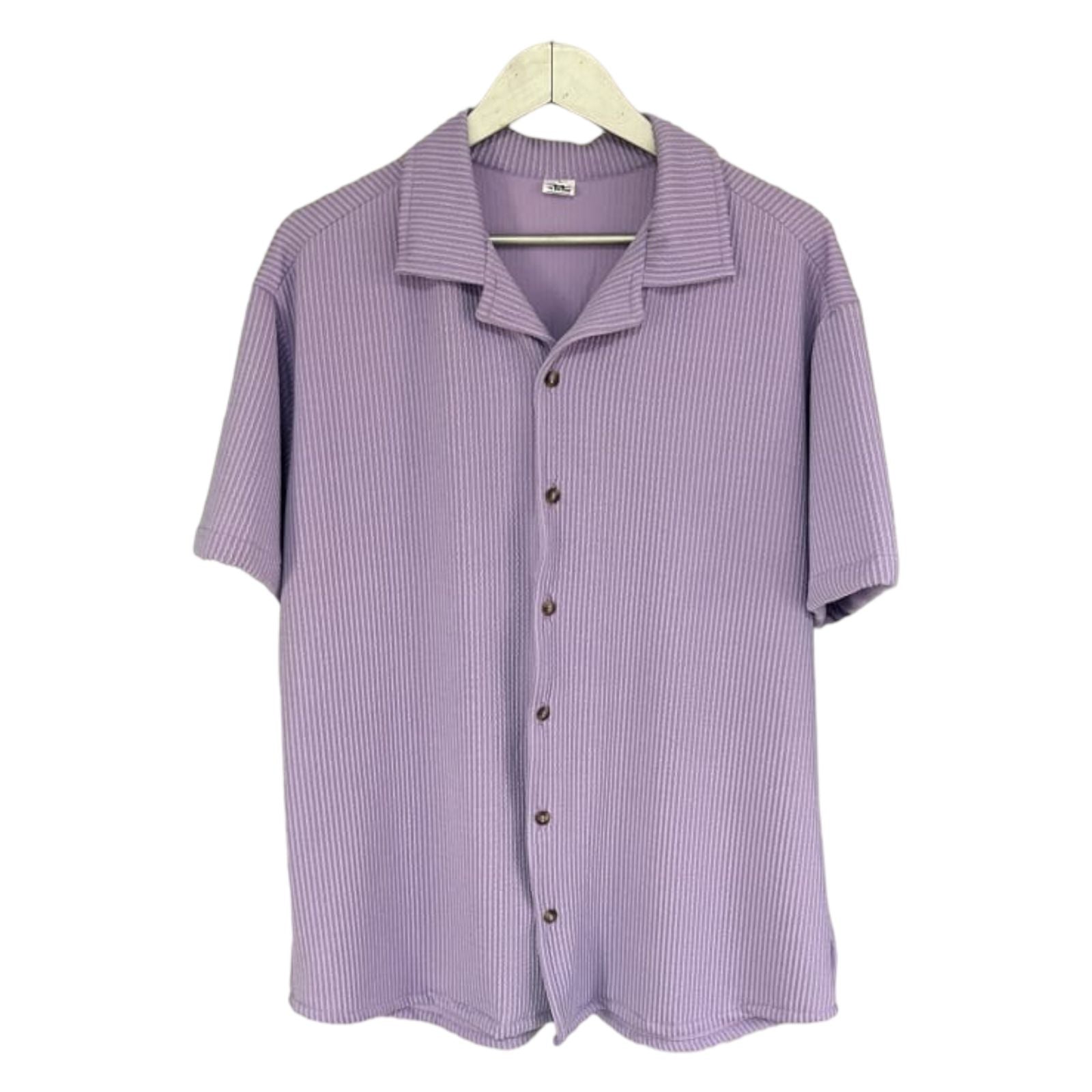 Camisa Lila Texturizada Regular Fit Algodon Strech