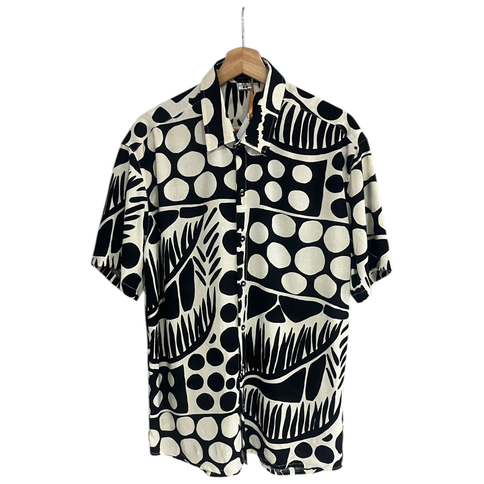 Camisa Regular Fit Rayon Black Palms