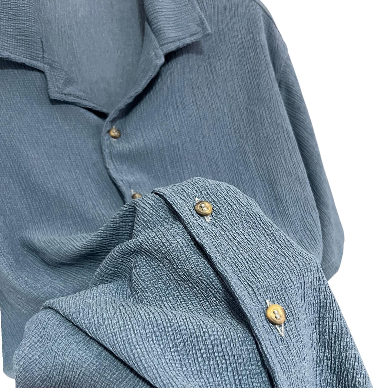 Camisa Texturizada Azul Petroleo