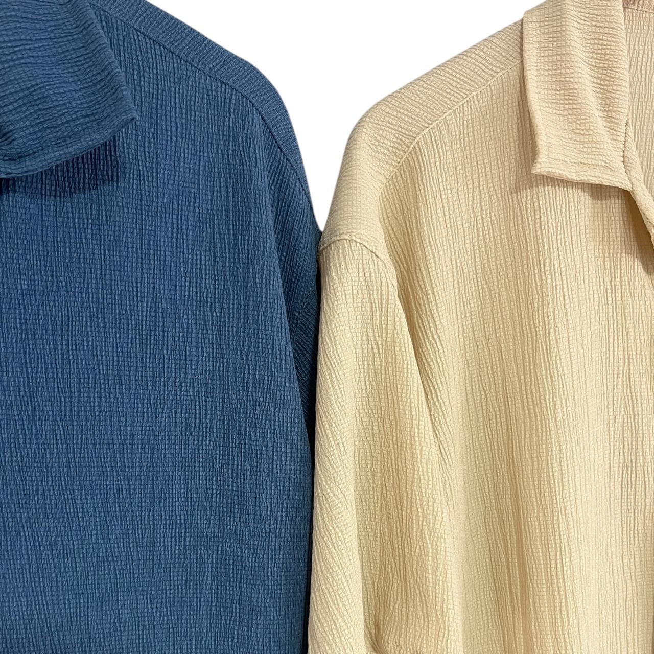 Camisa Texturizada Azul Petroleo