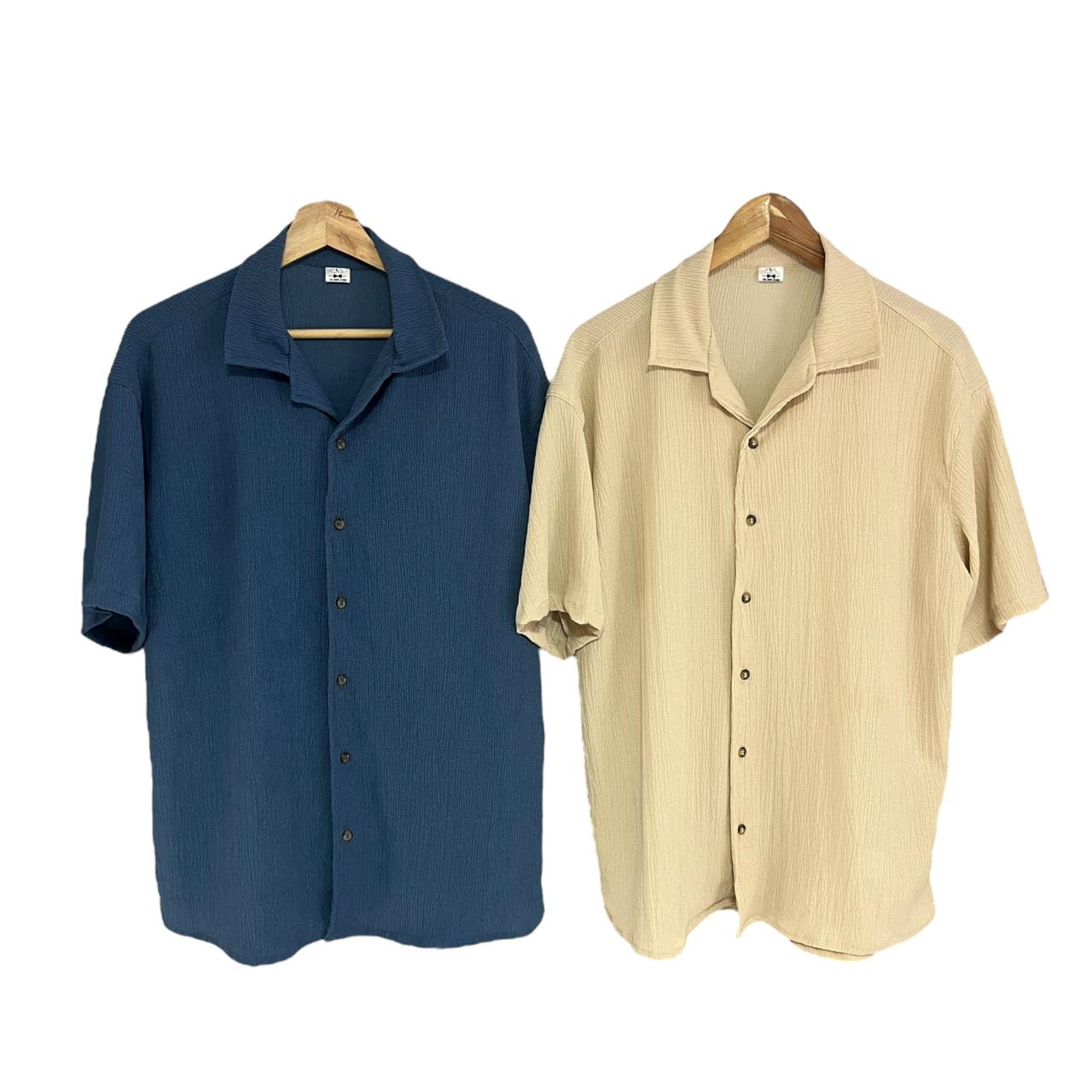 Camisa Texturizada Azul Petroleo