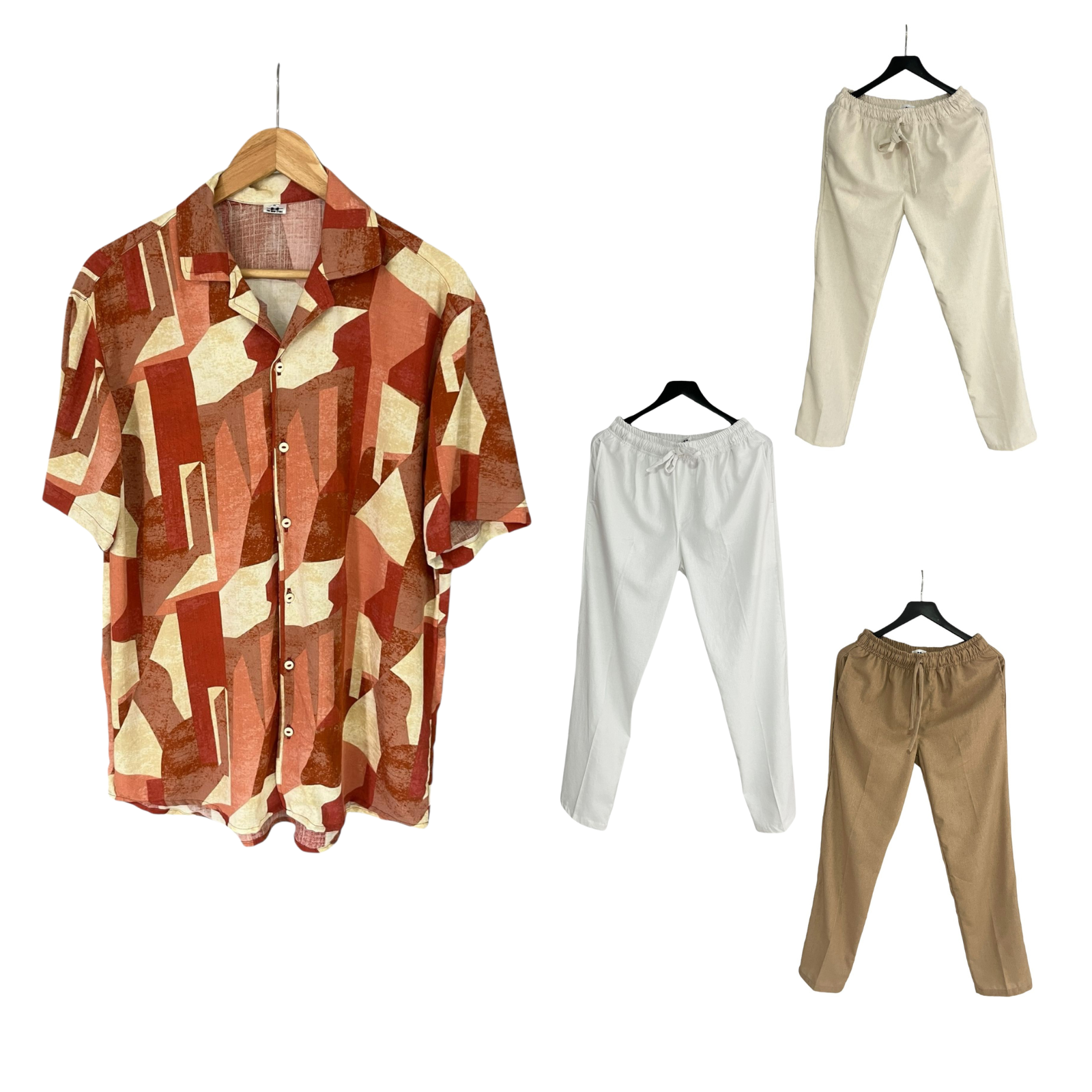 Conjunto Pantalon Lino / Camisa Mantu Rojizo Lino Regular Fit
