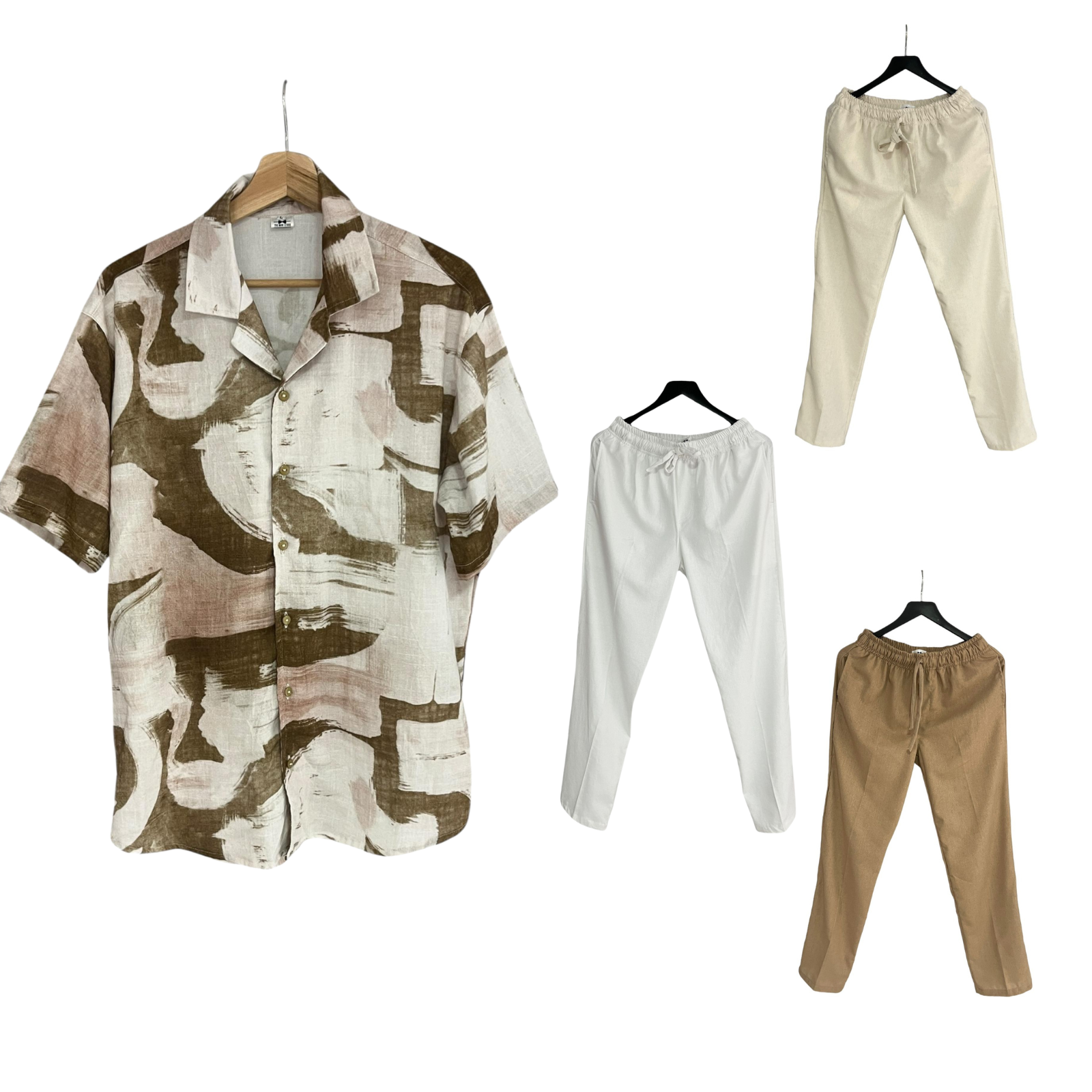 Conjunto Pantalon Lino / Camisa Barbosa Cafe Lino Regular Fit