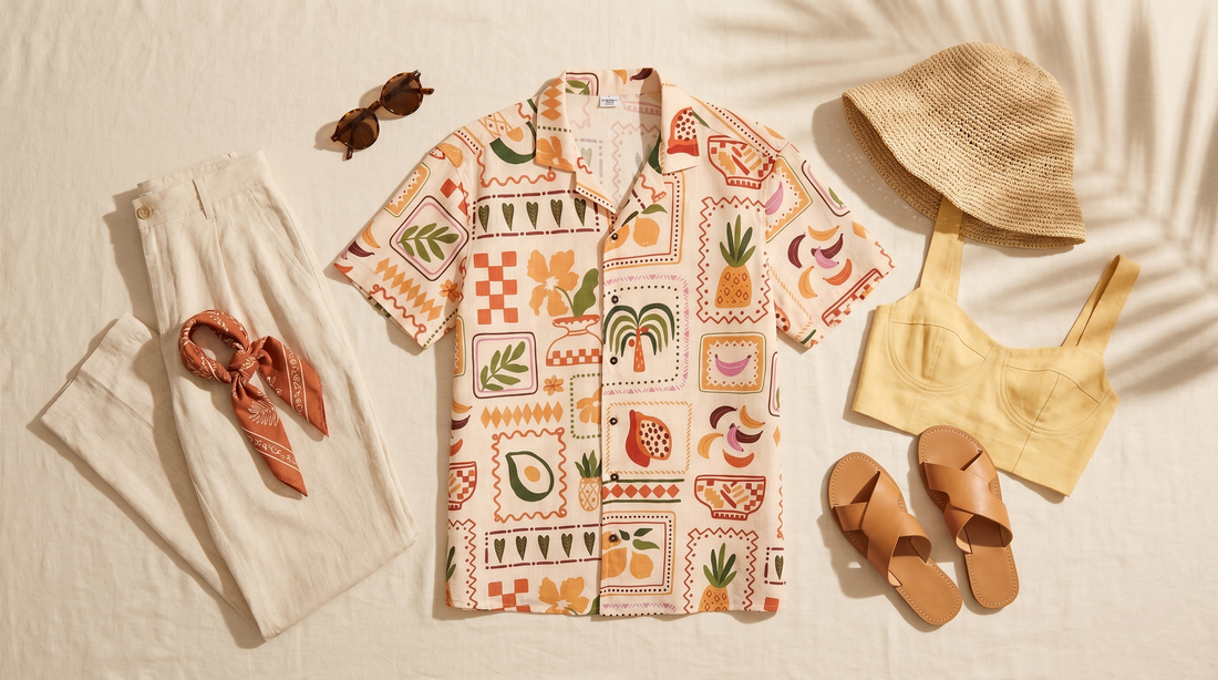 Tendencias moda playera 2026: paleta de colores cálidos, lino y estampados tropicales