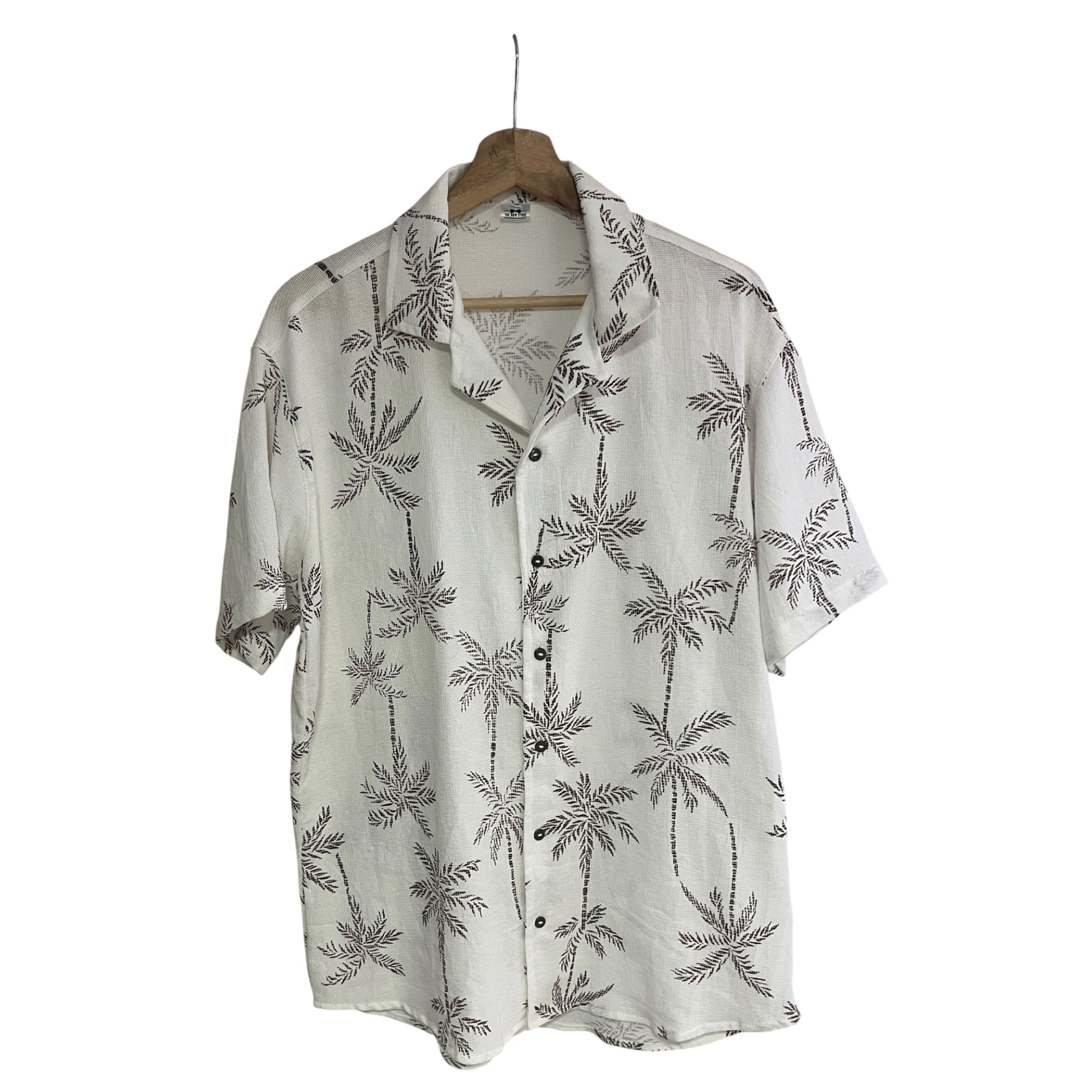 Camisa Palmeras Cafe Texturizada