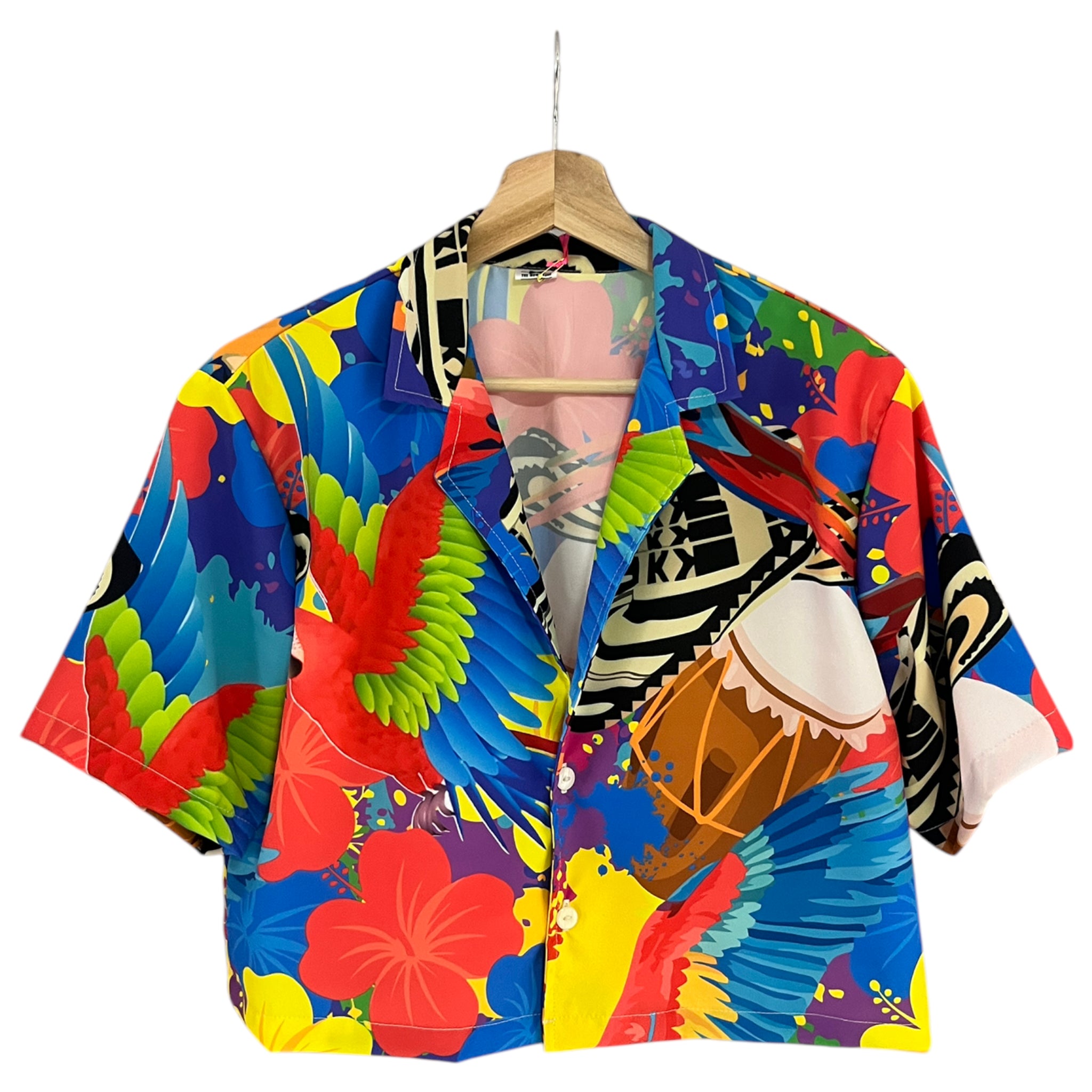 Croptop Seda guacamaya Regular Fit