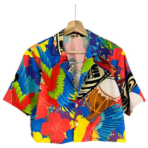 Croptop Seda guacamaya Regular Fit