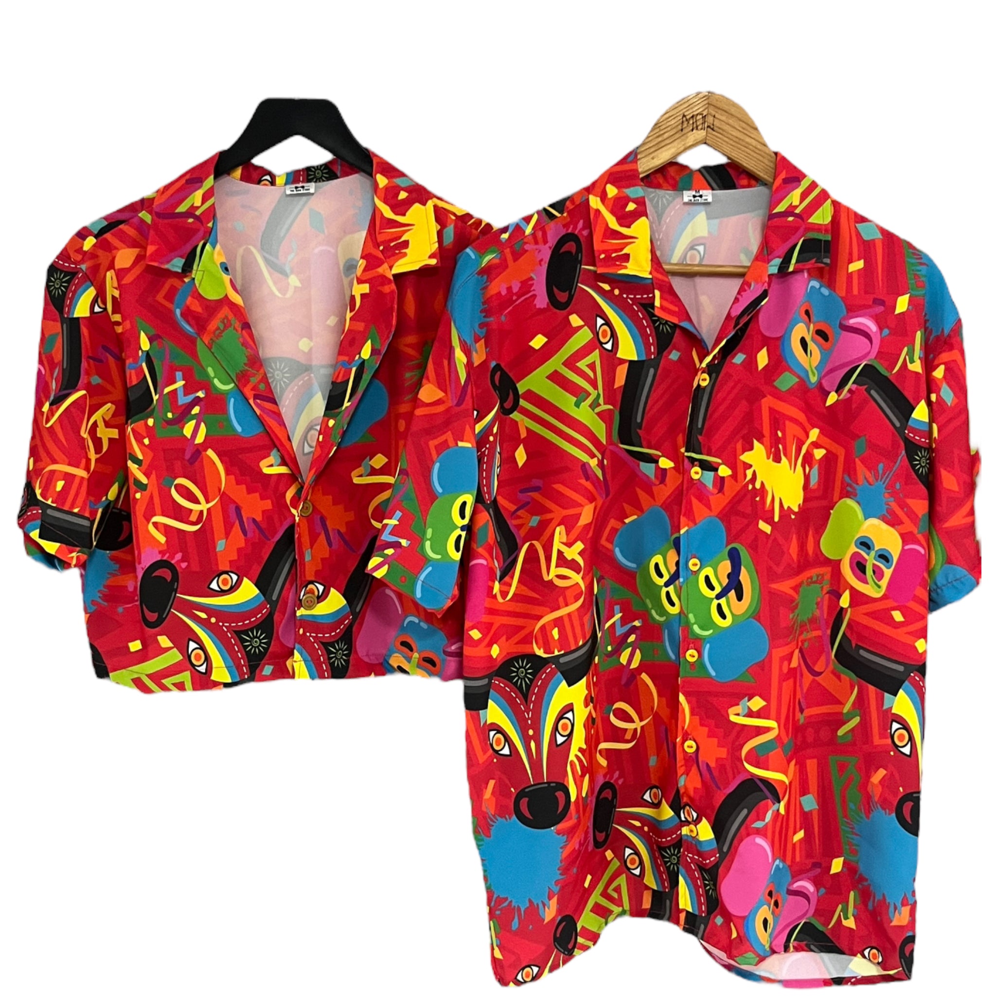 Conjunto Camisa y Croptop Torito Rojo eRegular Fit Seda