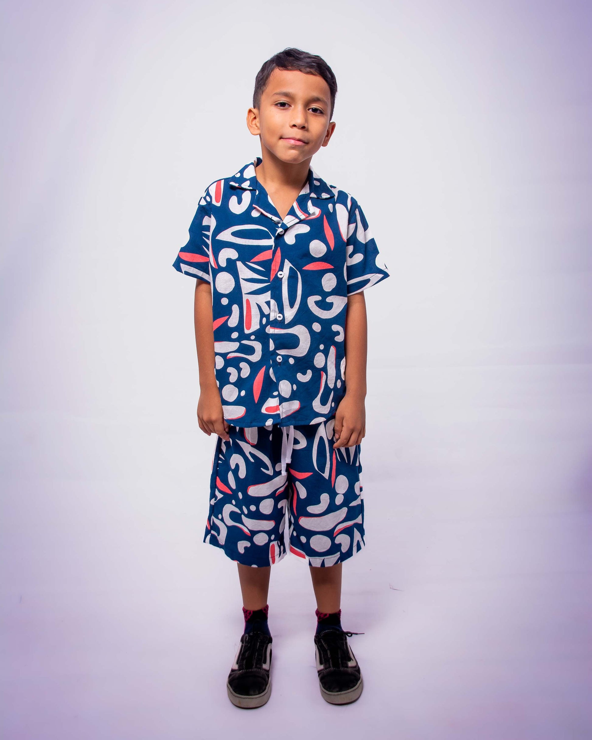 Camisa Niñ@ Lino Azul Oscuro