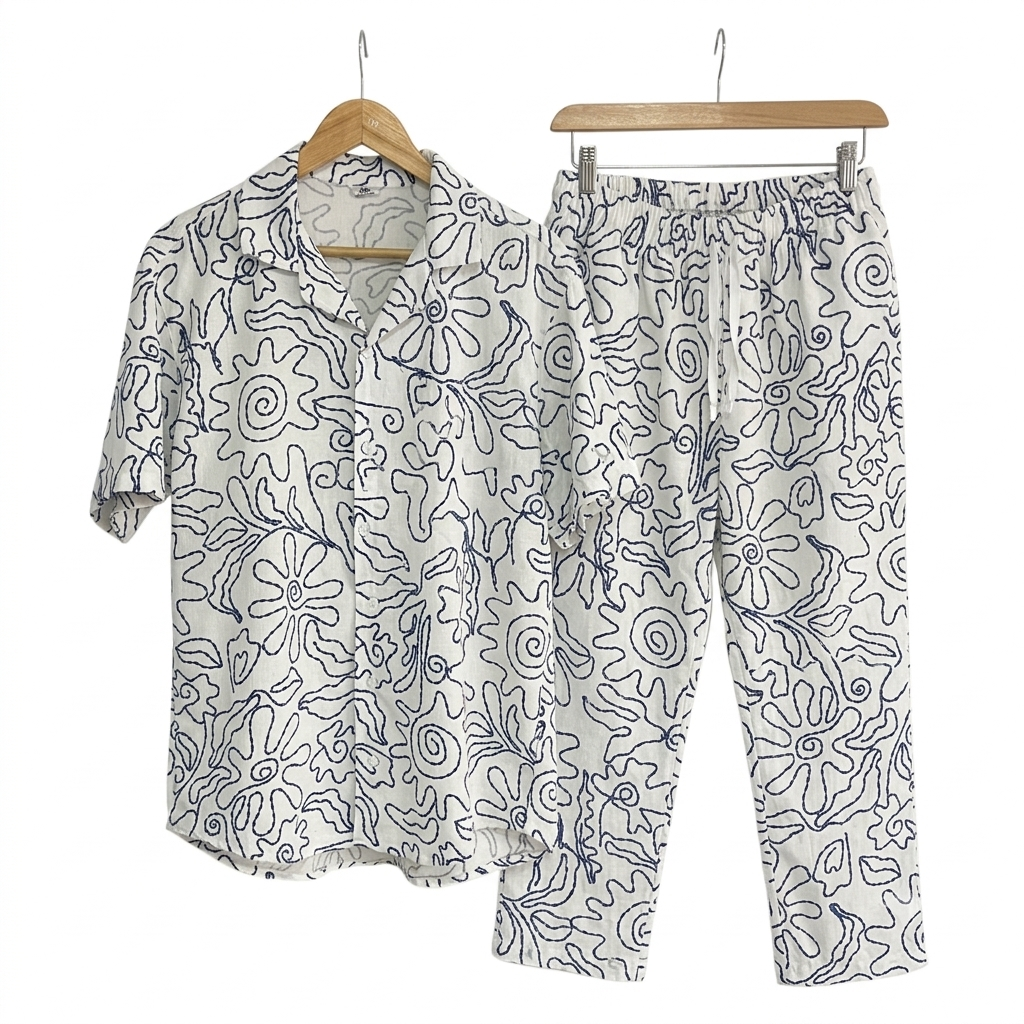 Conjunto Azul del Tropico Goma Texturizado Pantalon