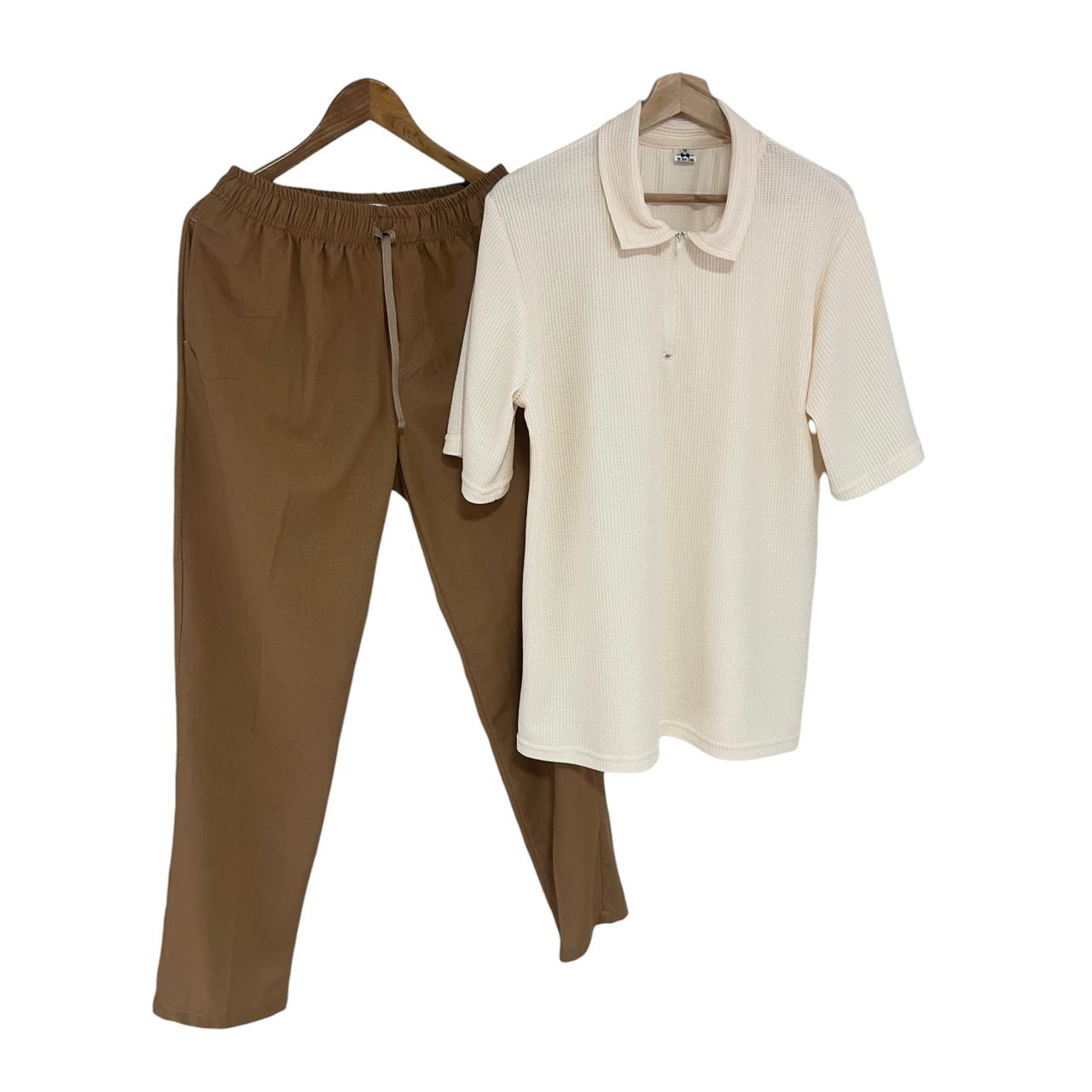 Conjunto Polo Mantequilla Pantalon Kaki Lino