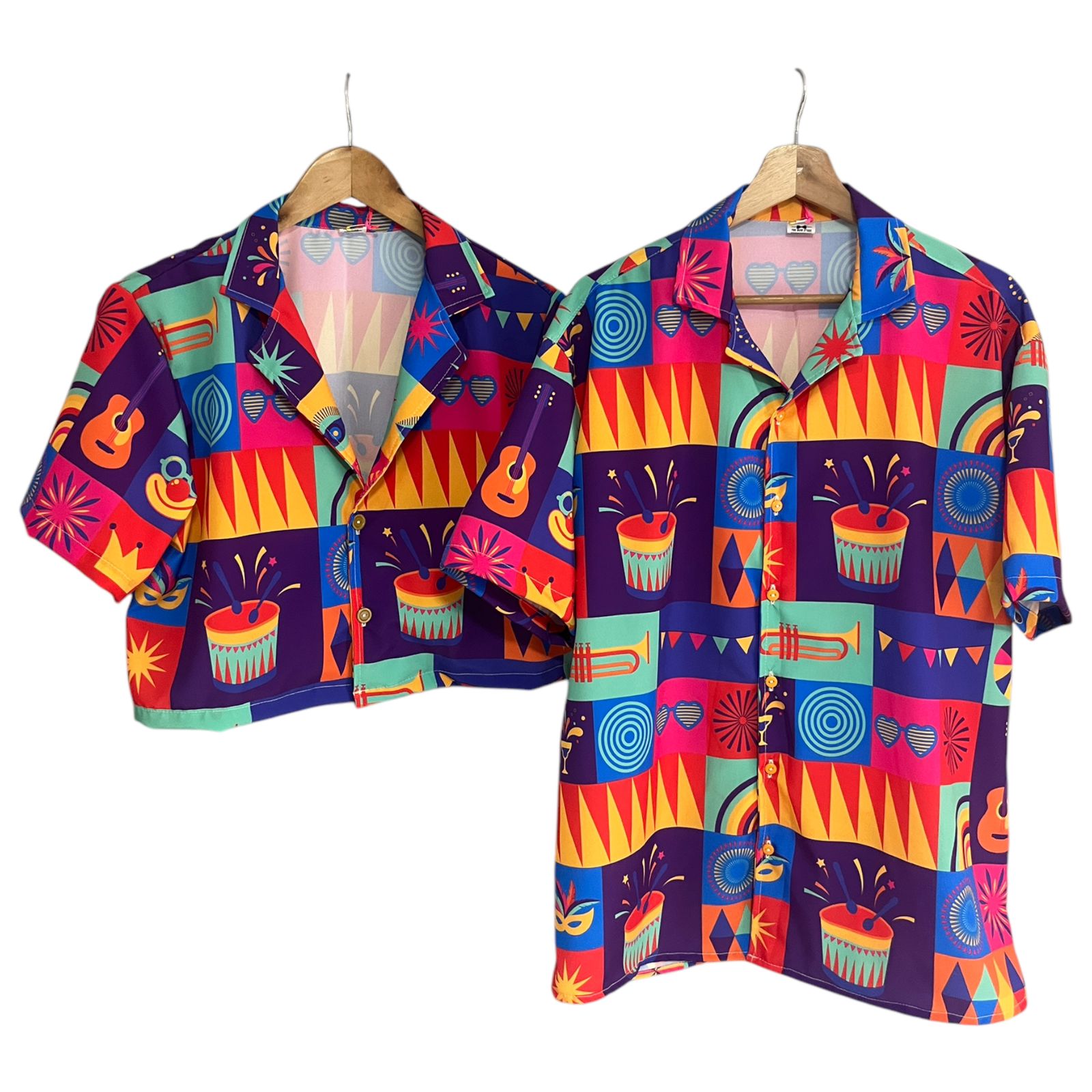 Conjunto Camisa y Croptop Noche e Tambo Regular Fit Seda