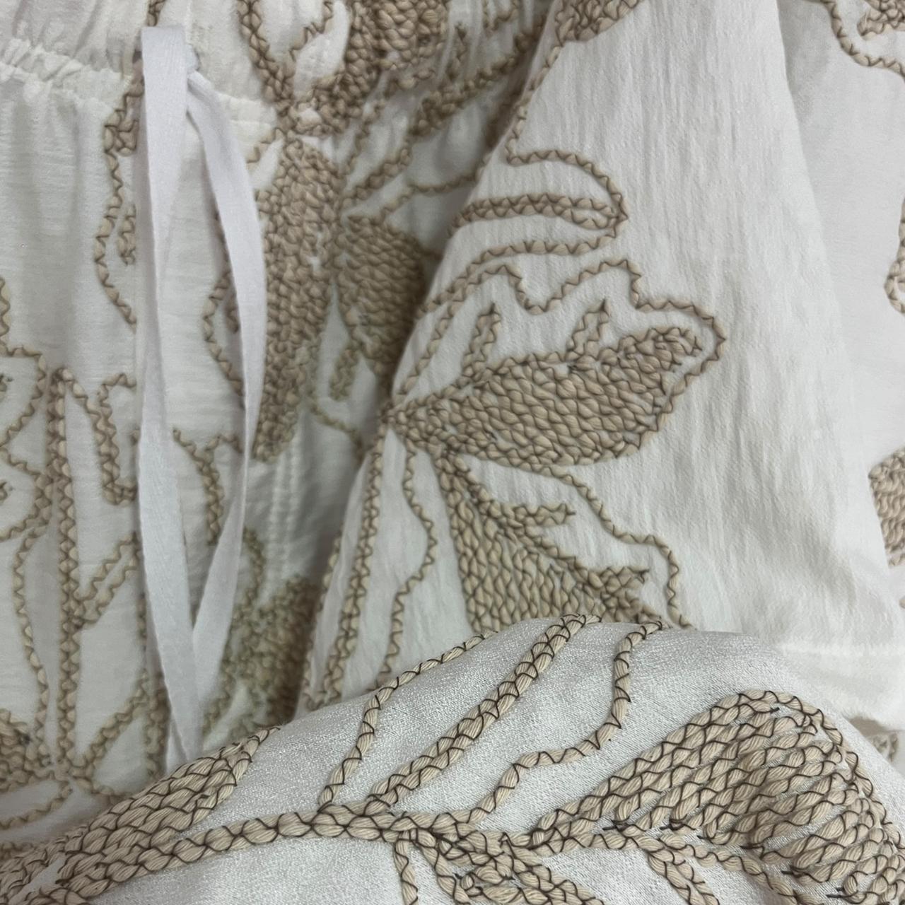 Camisa Bordado Color Hueso Lino