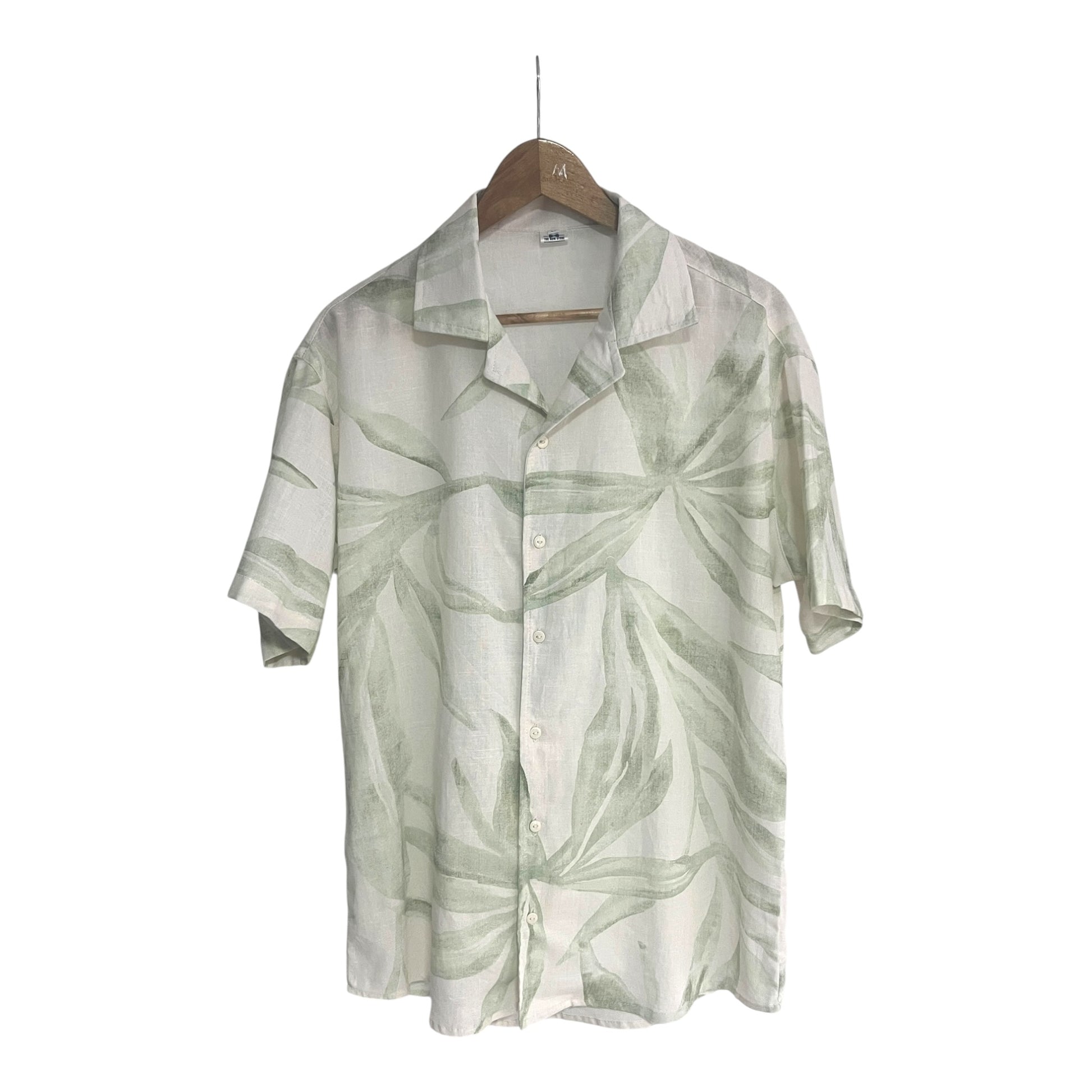 Camisa Hojas Verdes Lino