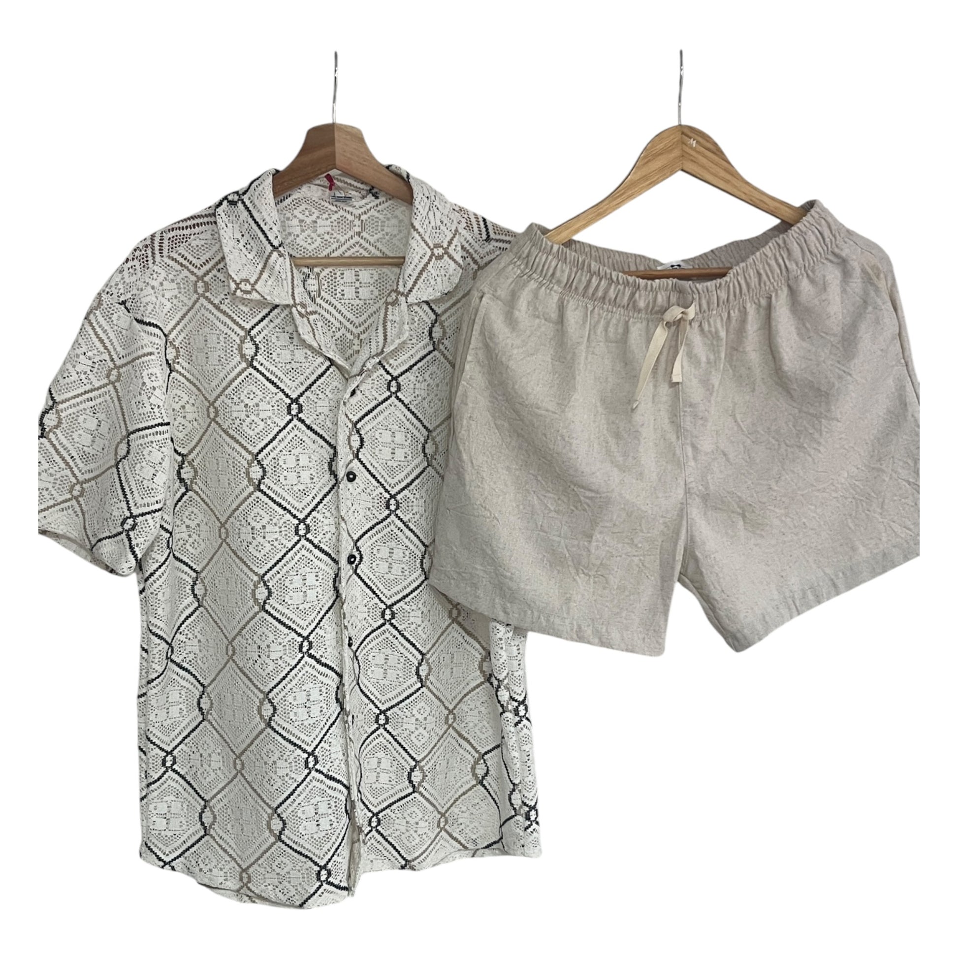 Conjunto Tejida Bermuda Lino Crudo