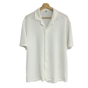 Camisa Blanco Regular Fit Texturizada Algodon Waffle