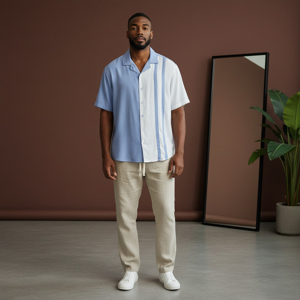 Camisa Azul/Blanco Regular Fit
