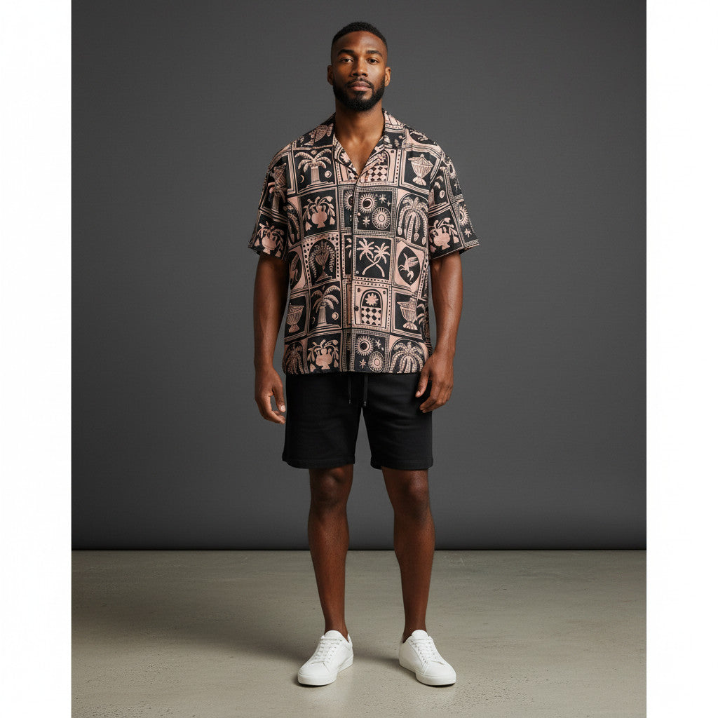 Camisa Azulejo Griego Seda
