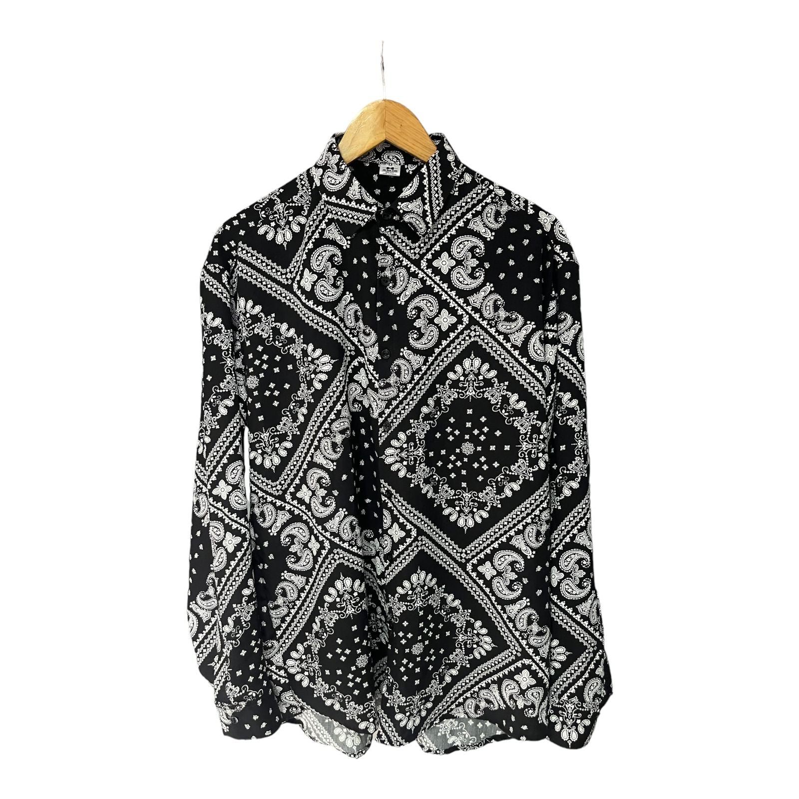 Camisa Manga Larga Bandana Negra Regular Fit Rayon