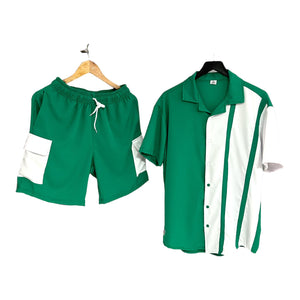 Conjunto Verde/Blanco Regular Fit Texturizado