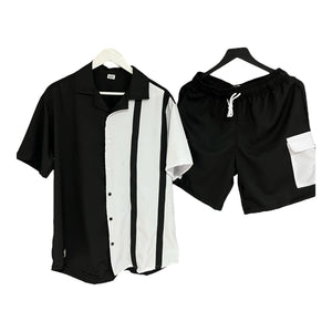 Conjunto Negro/Blanco Regular Fit Texturizado