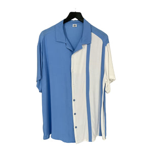 Camisa Azul/Blanco Regular Fit Texturizada