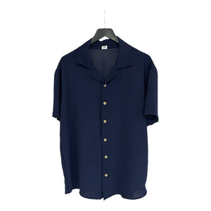 Camisa Azul Oscuro Regular Fit Solapa