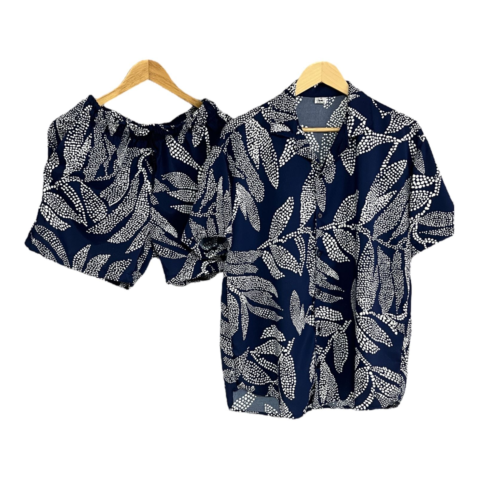 Conjunto Palmas Azules Regular Fit Seda