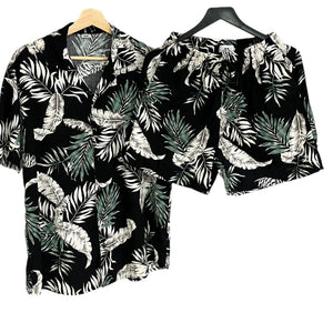 Conjunto Tropicalera Negra Regular Fit Lino