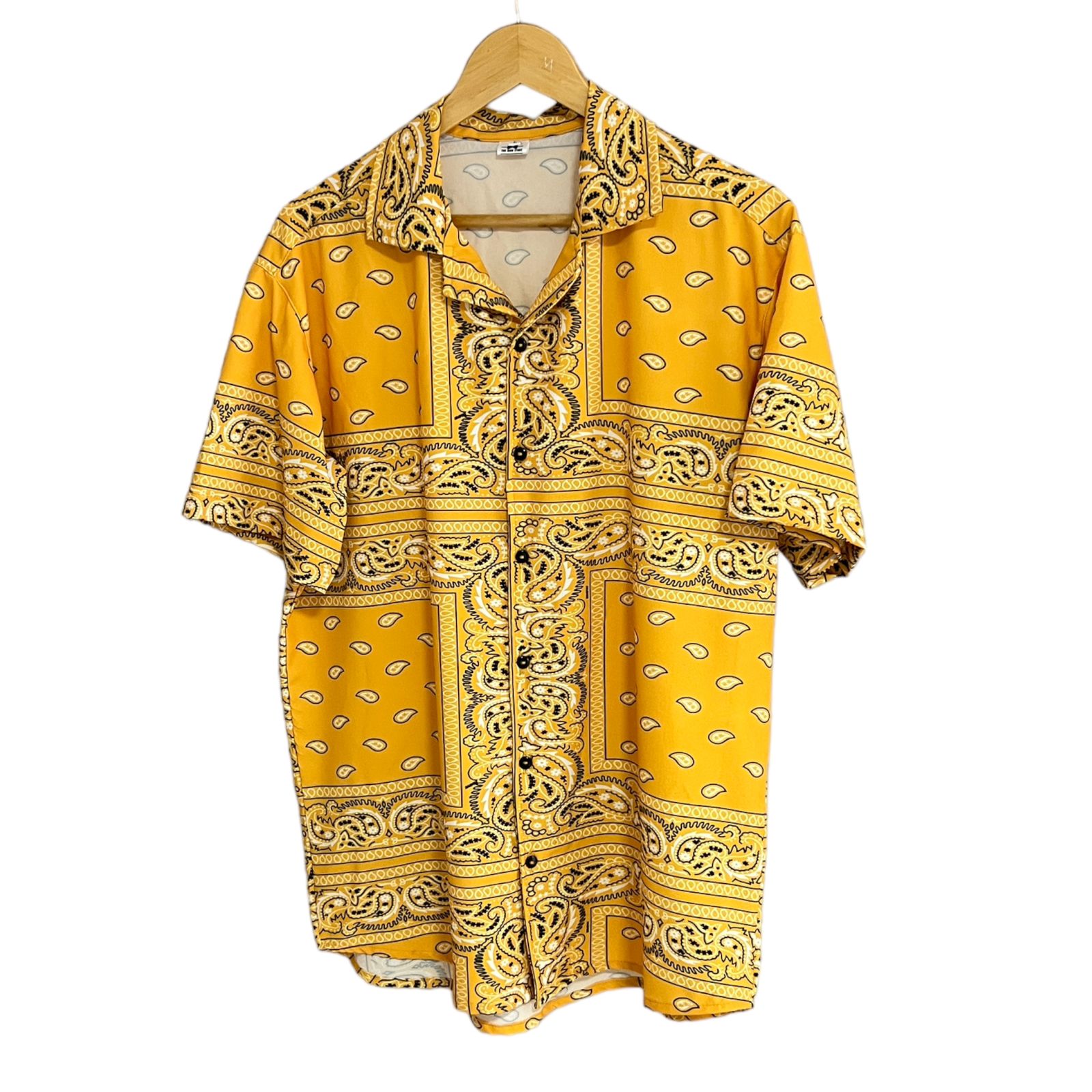 Camisa Bandana Amarilla Regular Fit Seda