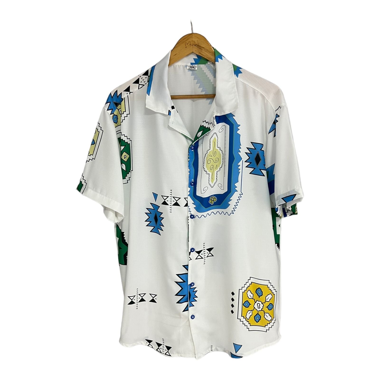 Camisa Arabescos fondo Blanco Regular Fit Lino