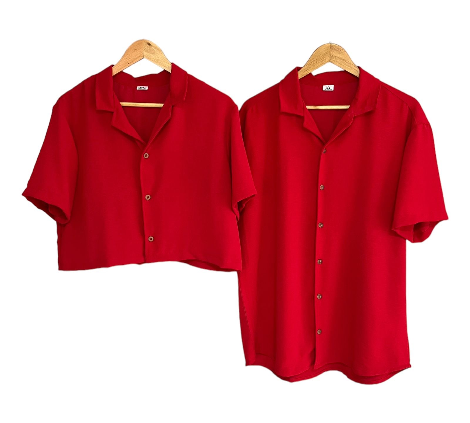 Conjunto Camisa y Croptop Rojo Regular Fit