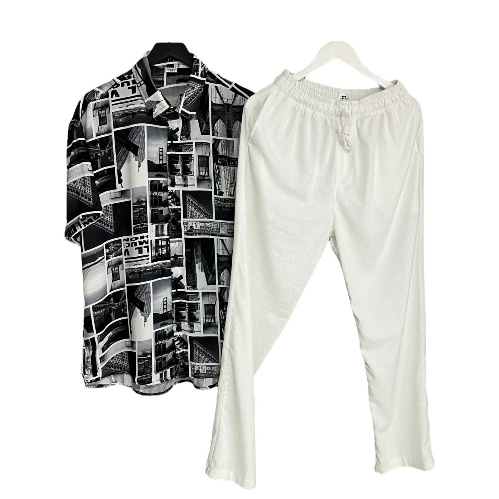 Conjunto Pantalon Blanco Lino Olan /Camisa SimCity Regular Fit Rayon