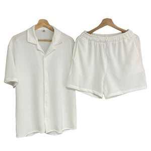 Conjunto Texturizada Blanco Regular Fit Algodon Waffle