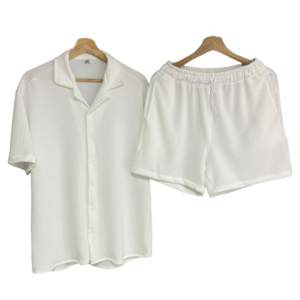 Conjunto Blanco Regular Fit Texturizado Rib Premium