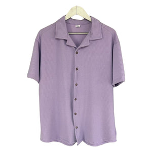 Camisa Lila Texturizada Regular Fit Algodon Strech
