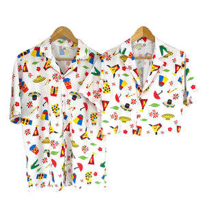 Conjunto Guacherna Blanca Camisa y Croptop Regular Fit Seda