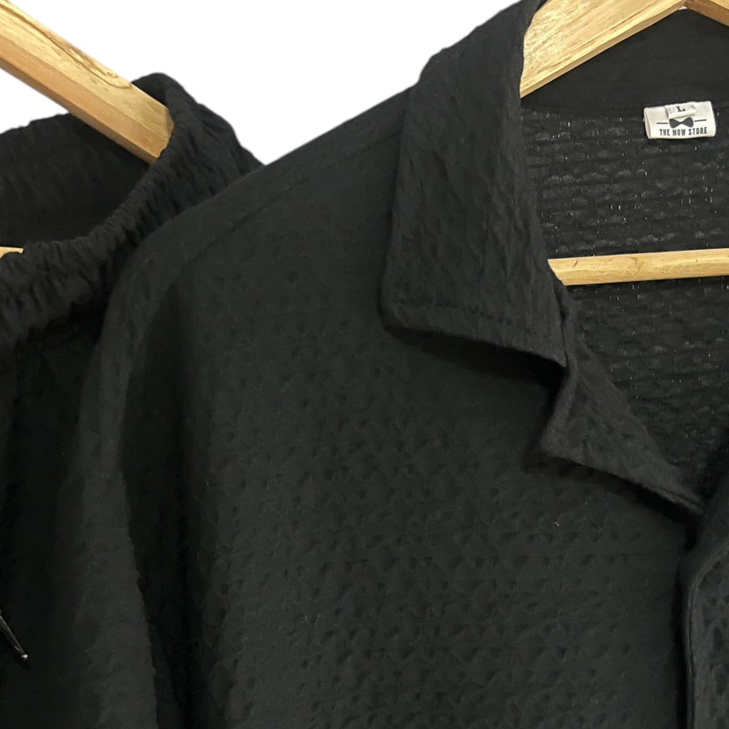 Camisa Texturas Olas Regular Fit Negra
