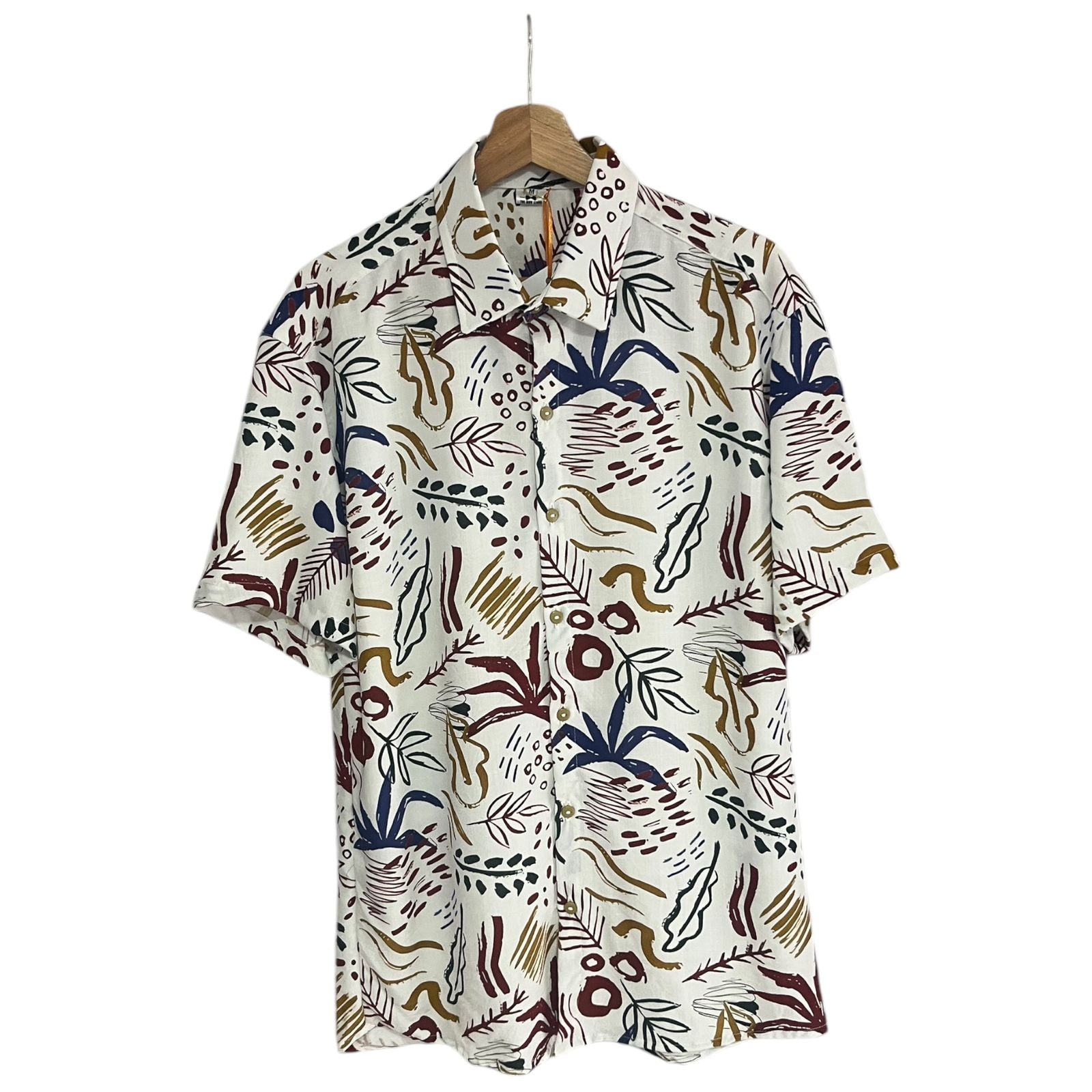 Camisa Regular Fit LinoRayon Floral Rojo
