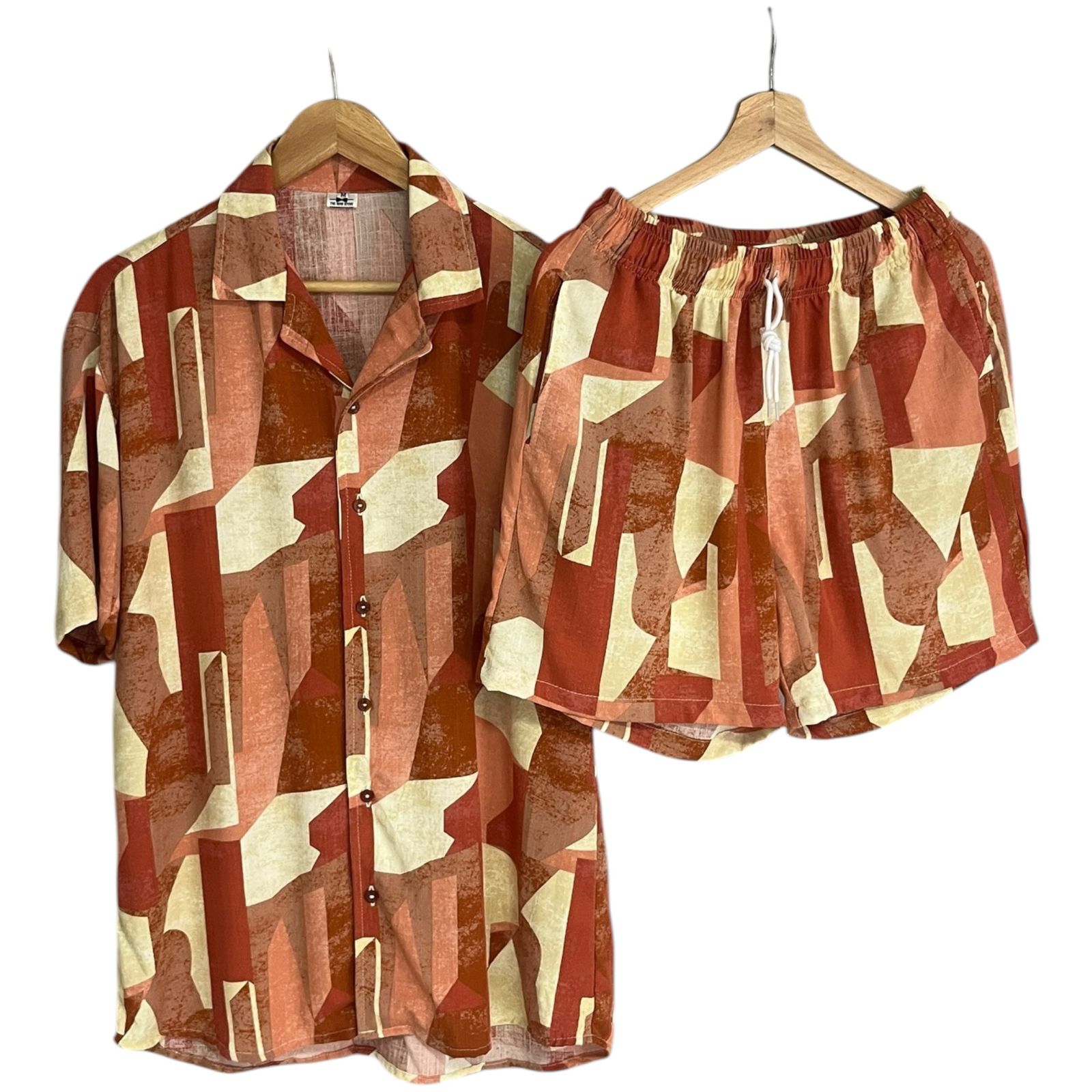 Conjunto Lino Regular Fit Mantu Rojiza