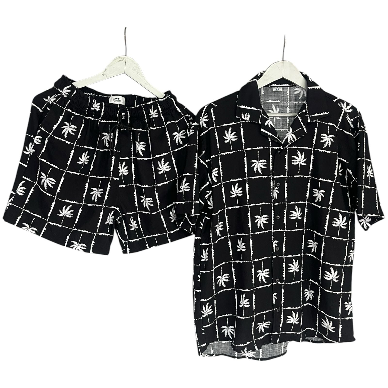 Conjunto Lino Regular Fit Palmeras B/W