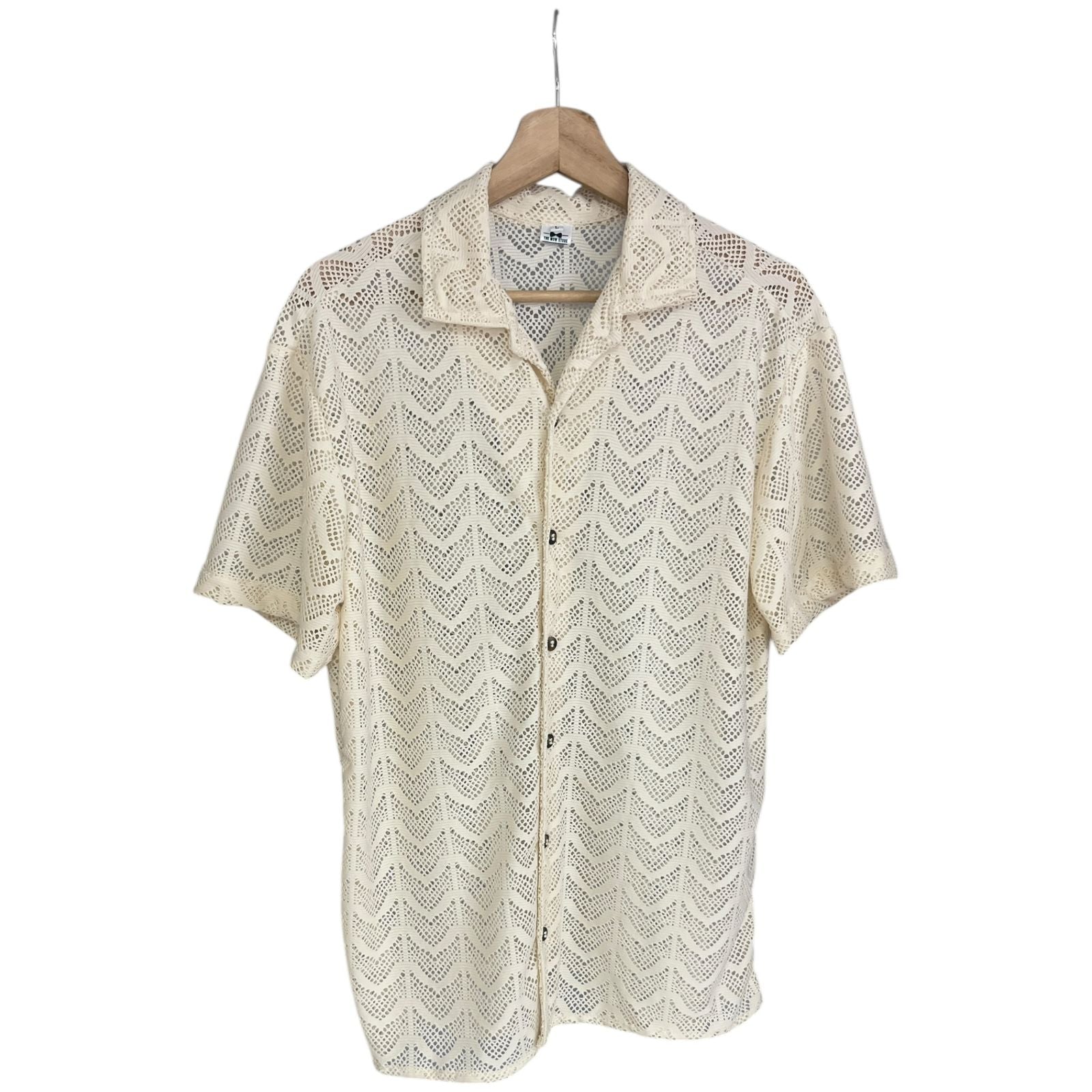 Camisa Regular Fit Crema Tejido