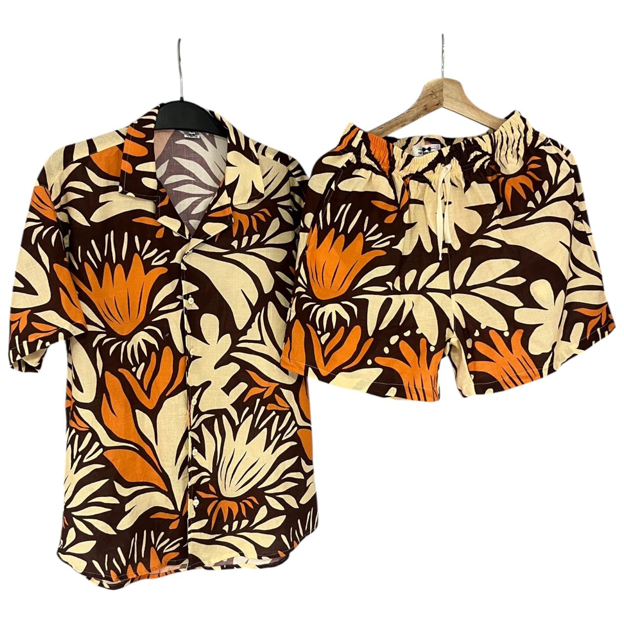 Conjunto Otoño Tropical Cafe Lino Regular Fit