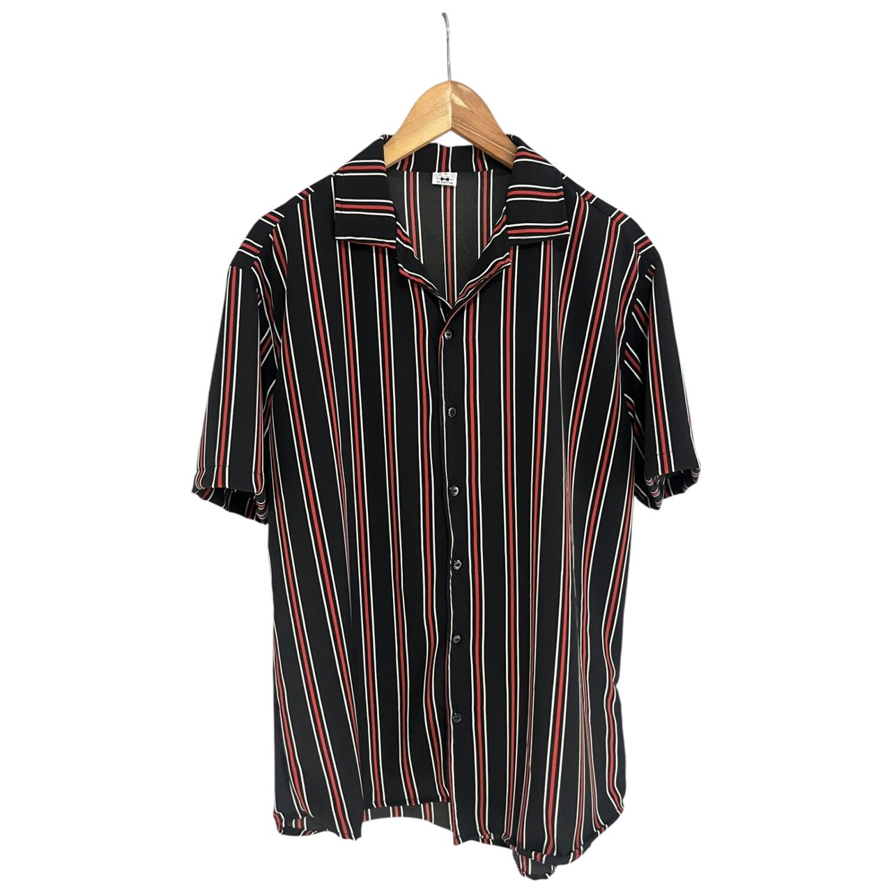 Conjunto Rayas Negras Seda Regular Fit