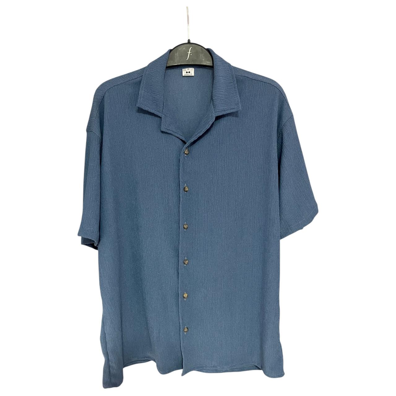 Camisa Texturizada Azul Petroleo