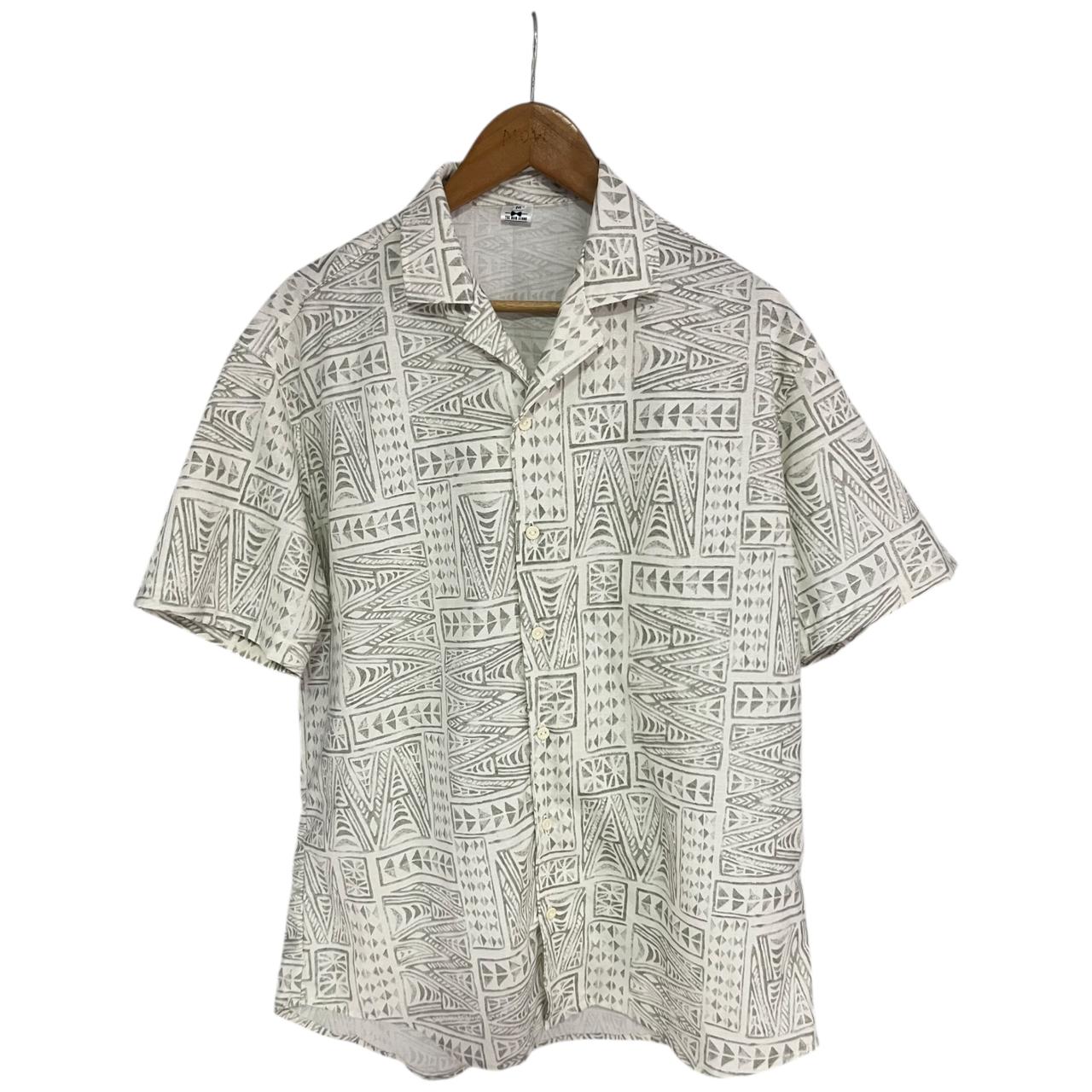 Camisa Tribal Gris Verdoso Regular Fit Lino