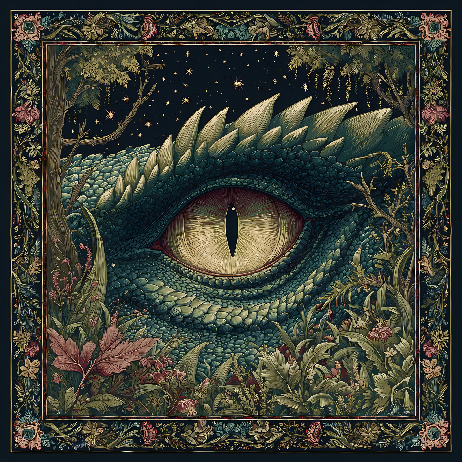 Pañoleta Ojo dragon Seda Satin