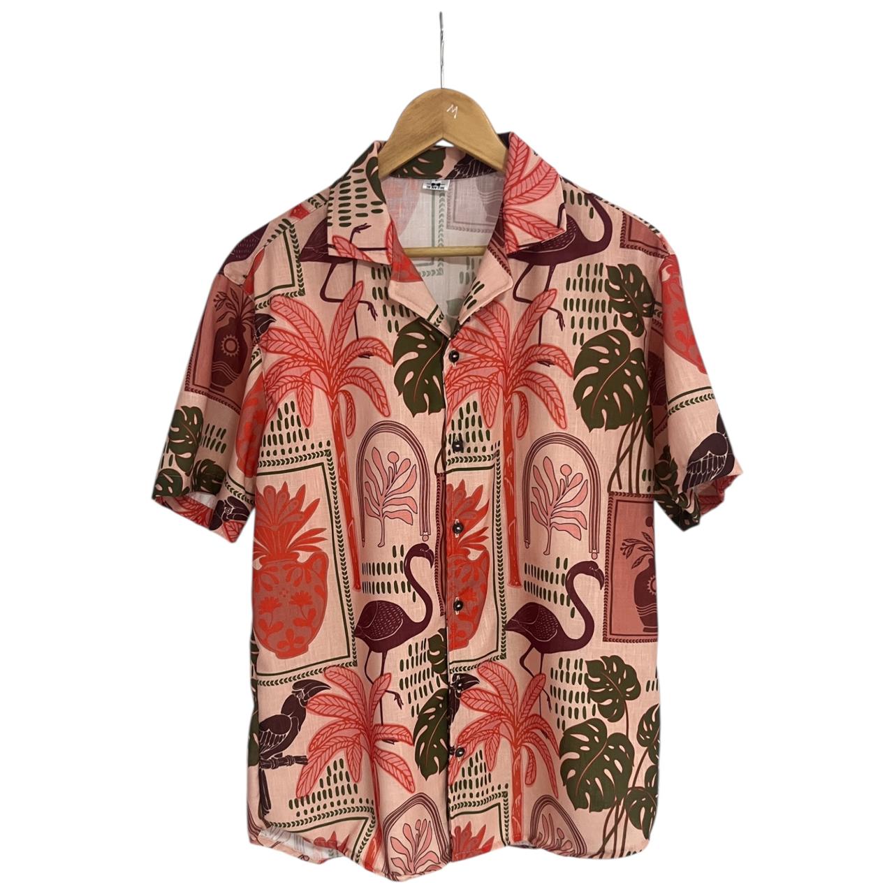 Camisa Rose Palmeras Regular Fit Lino